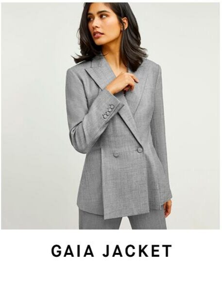 Image of the gray sharkskin Gaia jacket