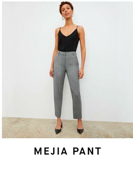 Image of the gray sharkskin Mejia pant