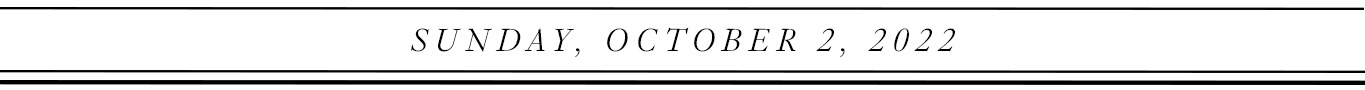 Sunday, October 2, 2022