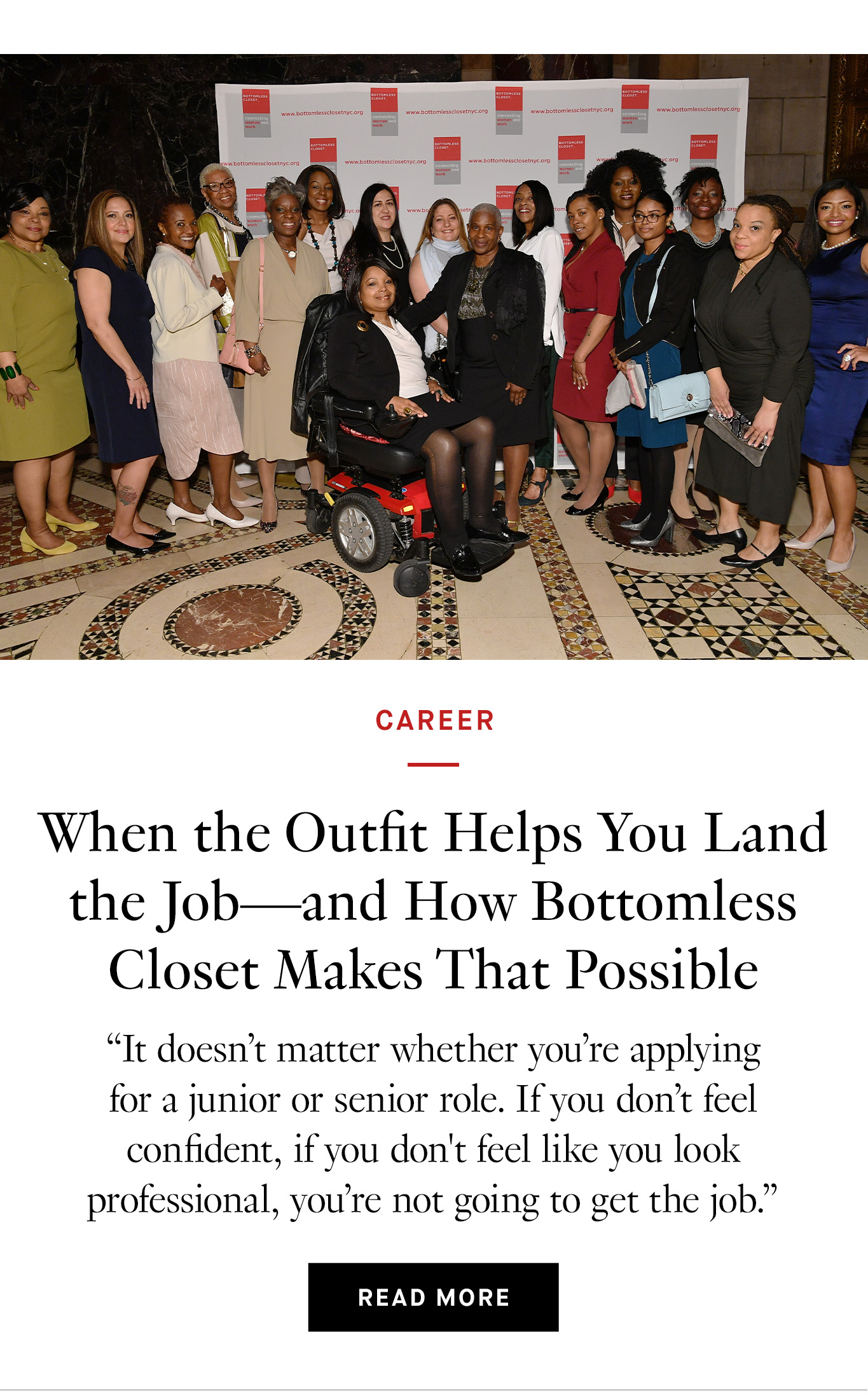 When the Outfit Helps You Land the Job—and How Bottomless Closet Makes That Possible. Read More.