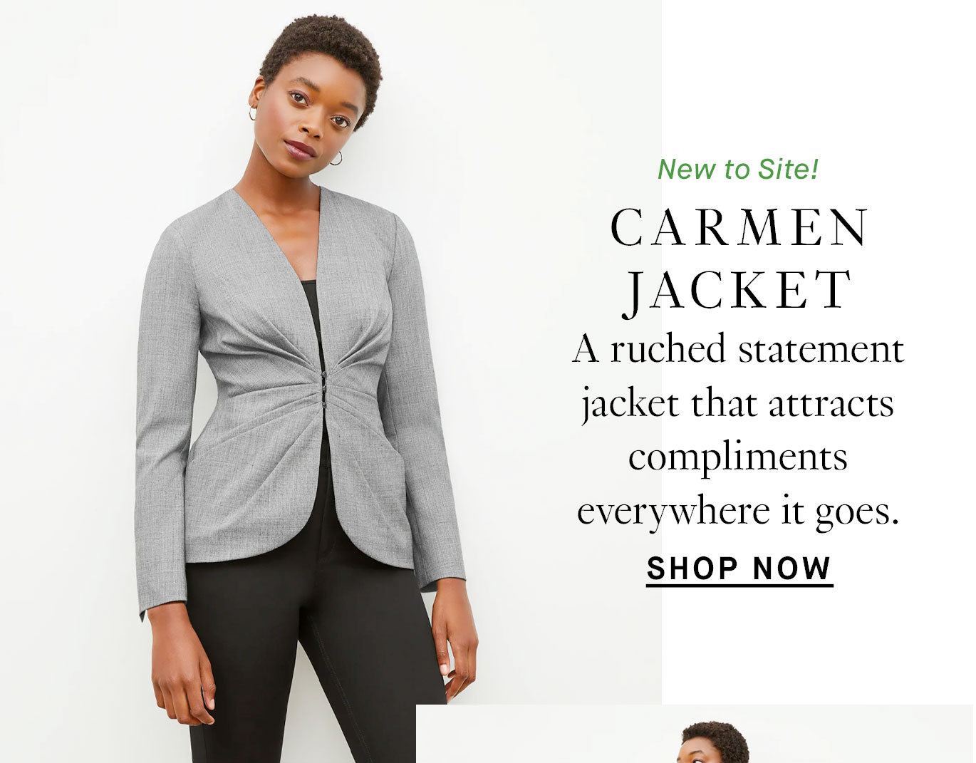 Carmen Jacket: A ruched statement jacket that attracts compliments everywhere it goes. Shop Now.