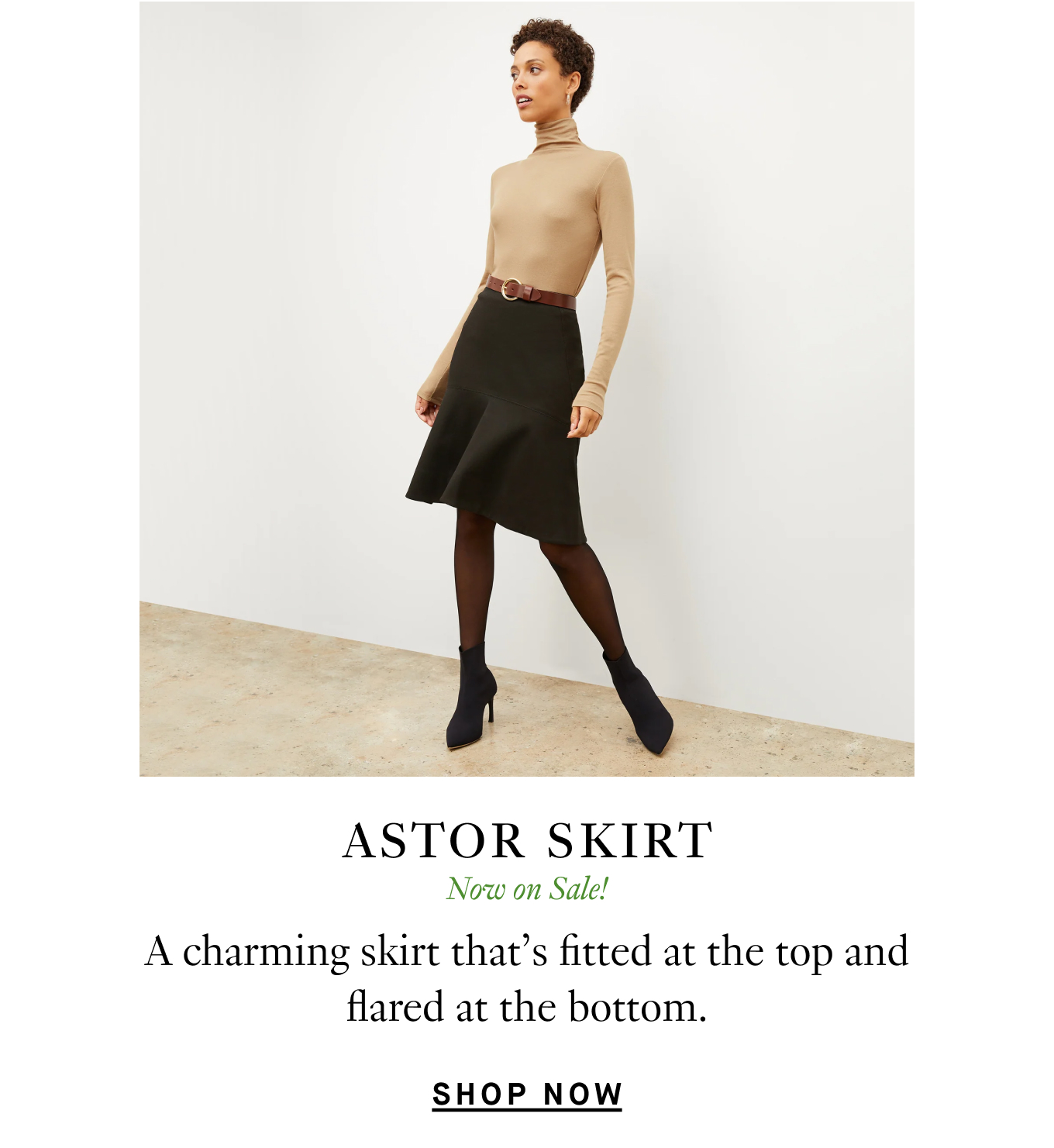 The Astor Skirt: A charming skirt that’s fitted at the top and flared at the bottom. Now on Sale! Shop Now.