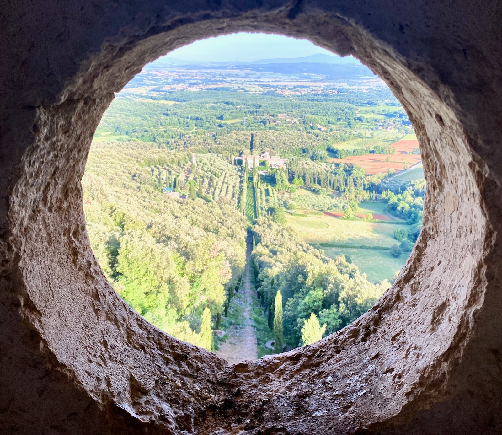 A memory from an M.M. employee’s recent vacation: Tuscany through a porthole.