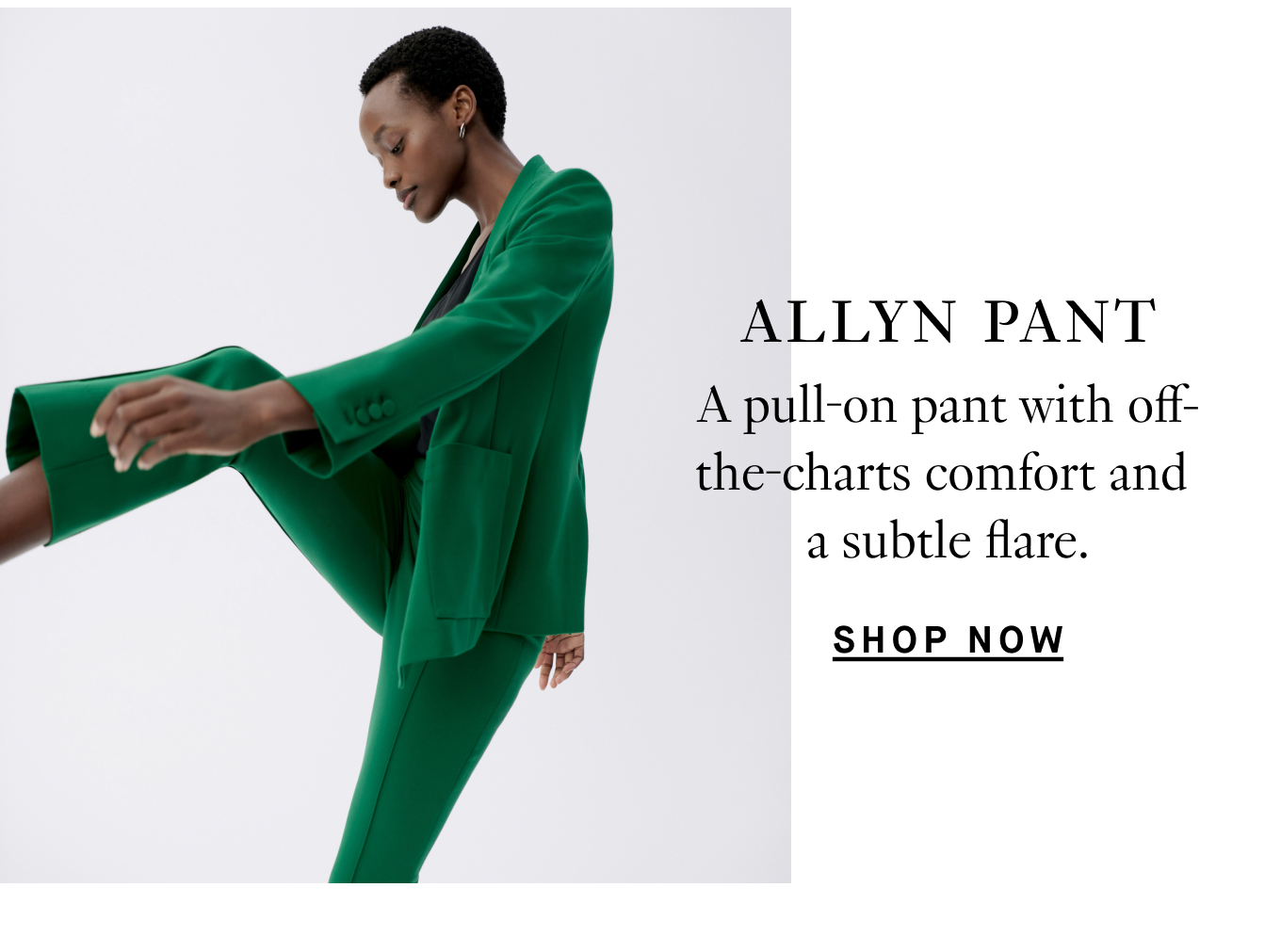 The Allyn Pant: A pull-on pant with off-the-charts comfort and a subtle flare. Shop Now.