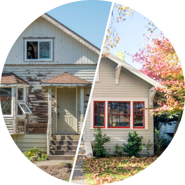 image of house split between old and remodeled