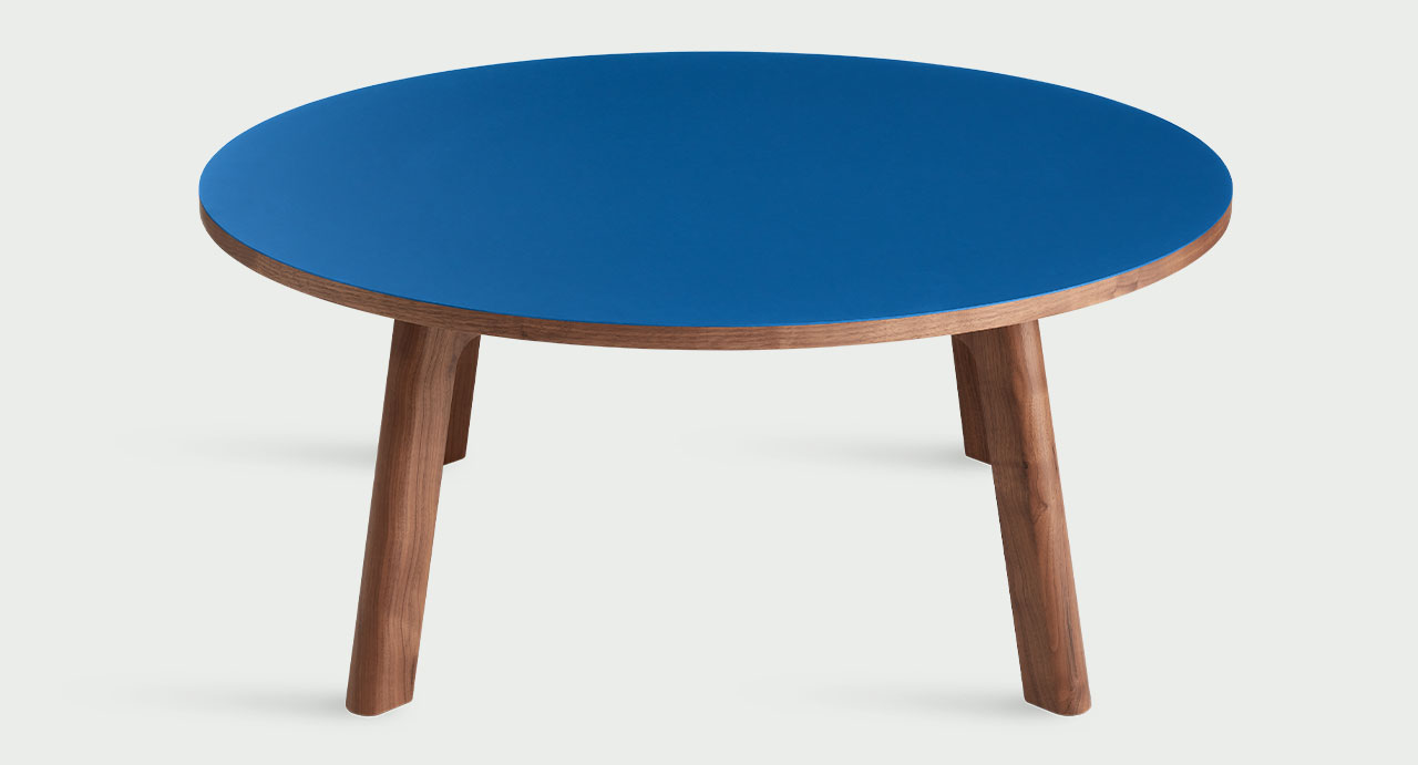 Apt Coffee Table in cobalt/walnut