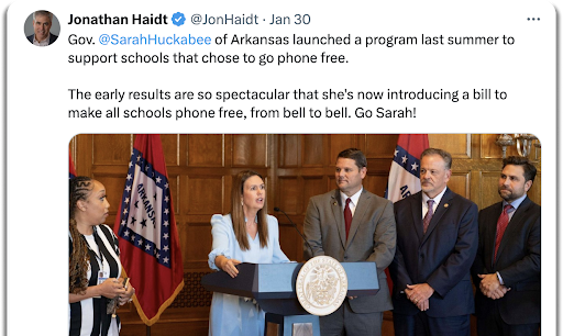 Governor Sanders introduces legislation that would ban cell phones in the classroom