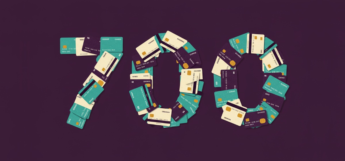 the number 700 constructed out of credit cards