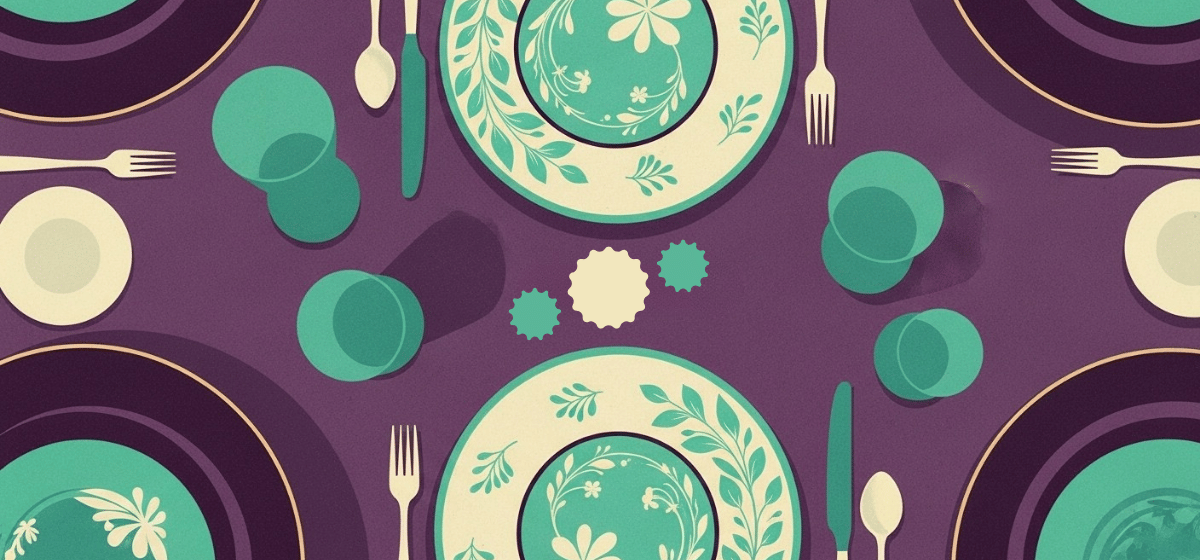 A table setting of dinnerware