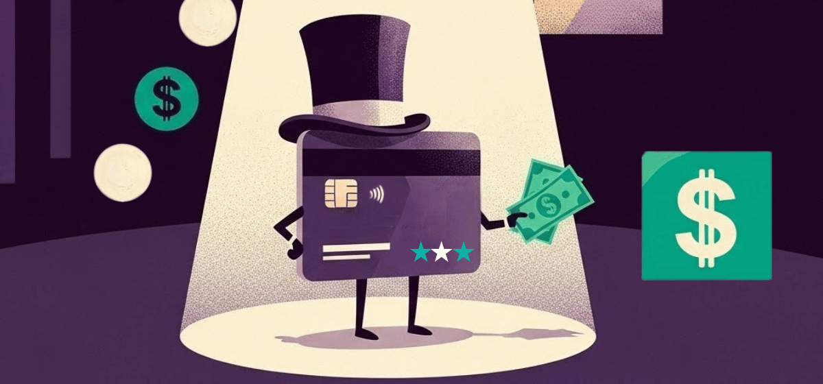 An credit card in a top hat giving cash back