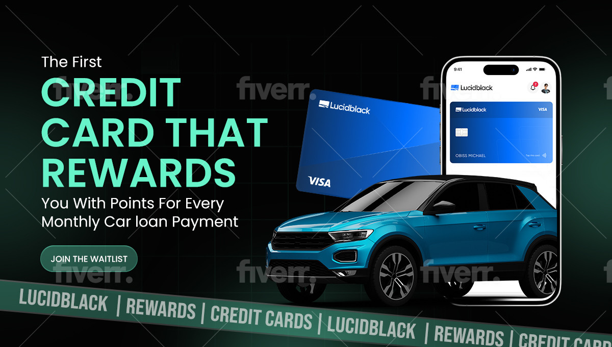 A banner that reads: The first credit card that rewards you with points for every monthly car loan payment - Click to join the waitlist