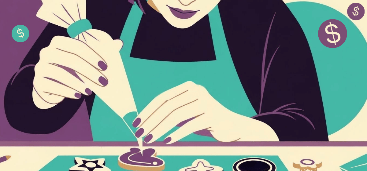 A woman decorating cookies