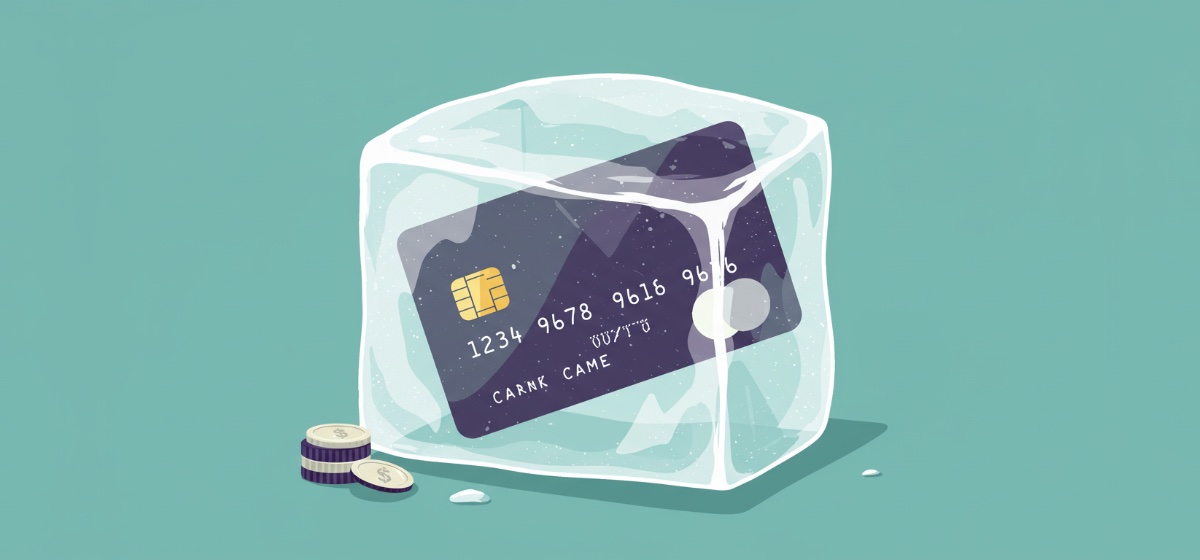 A credit card frozen in a block of ice