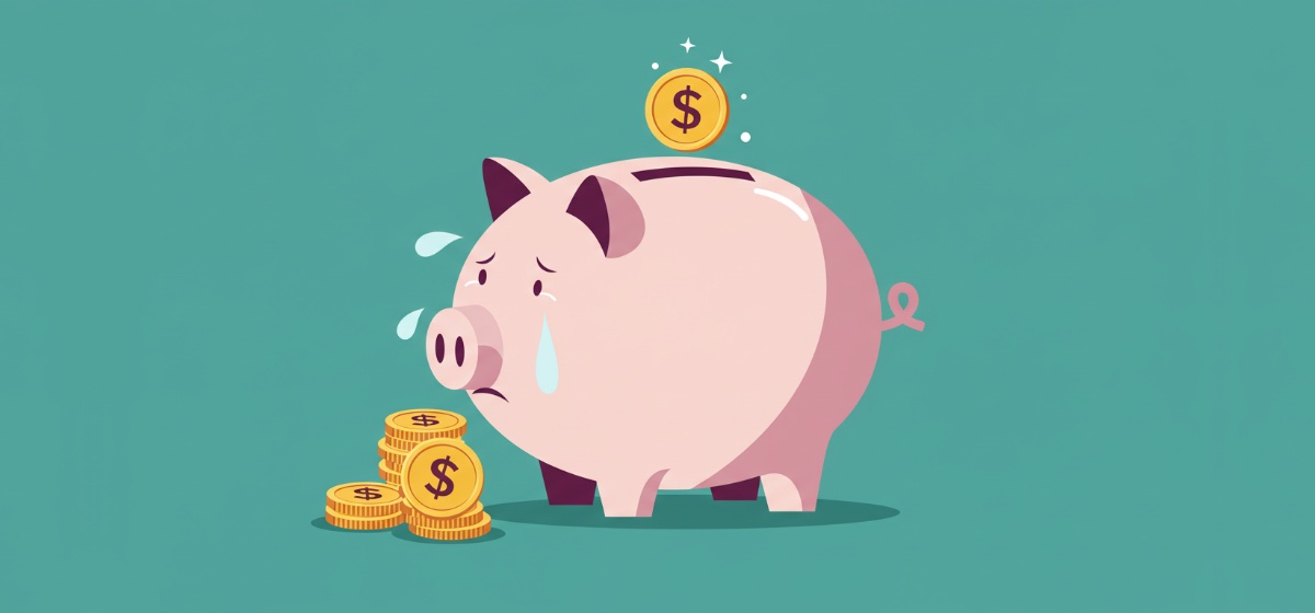 a crying piggy bank