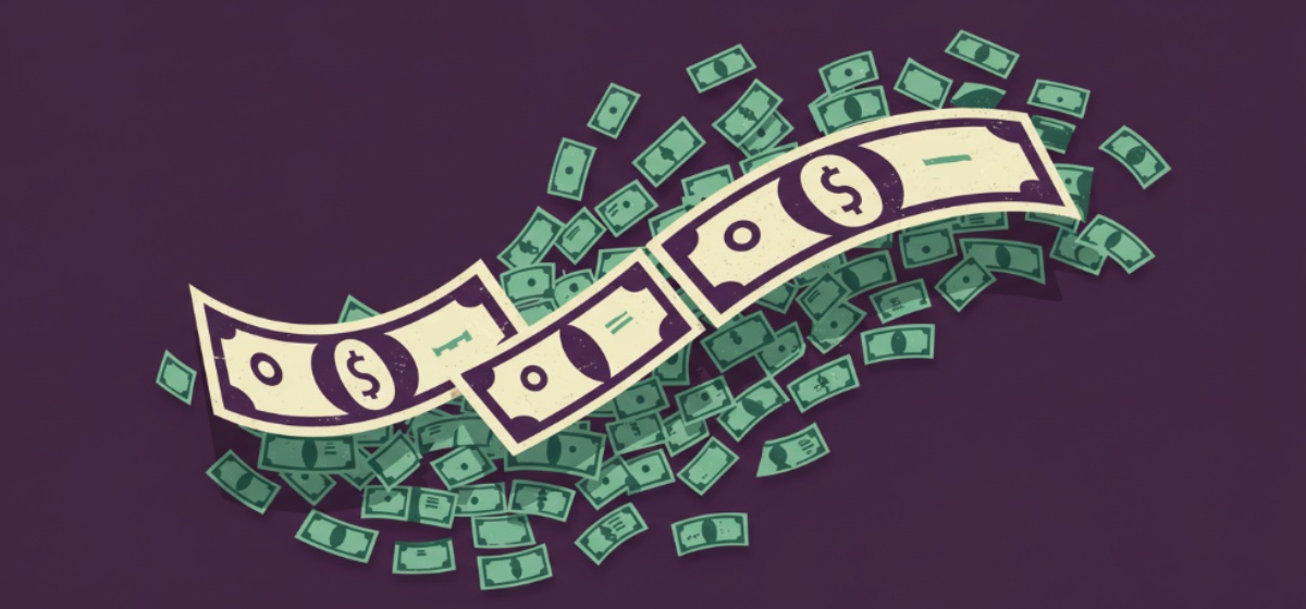 a series of dollar bills multiplying