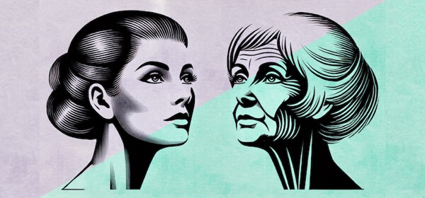 a woman facing her retired mother