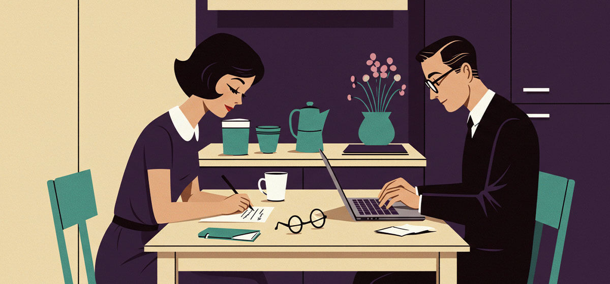 a couple budgeting together