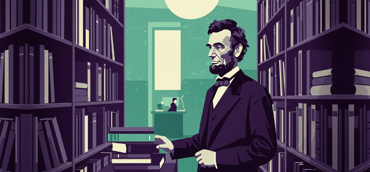 Lincoln in a library