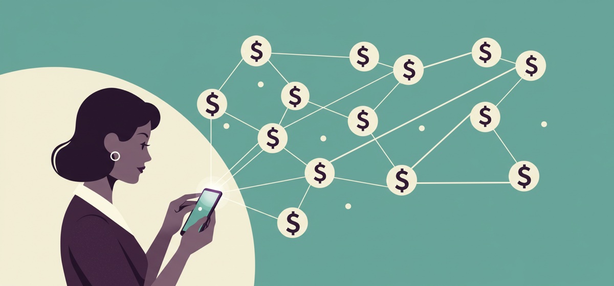 a woman making money on her smartphone