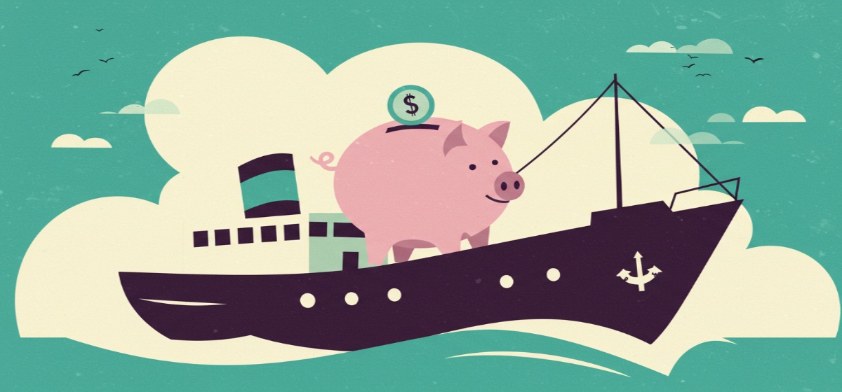 a piggy bank on a freight ship