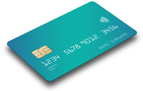 a turquoise credit card