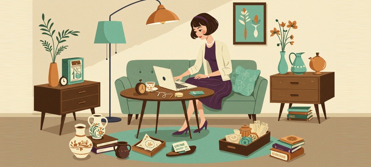 a woman selling items via online flea markets