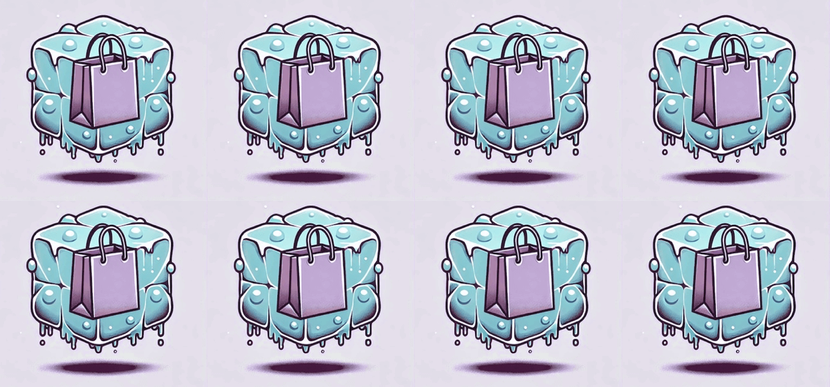 shopping bags on ice