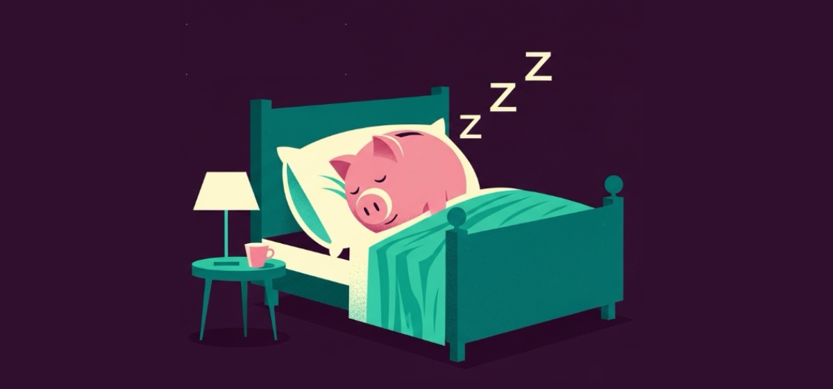 A sleeping piggy bank