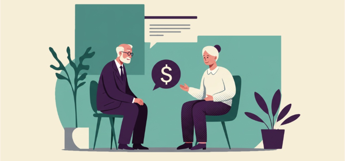 Retired couple discussing money