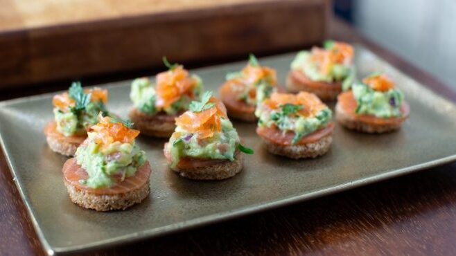 Smoked Salmon and Guacamole Canapes