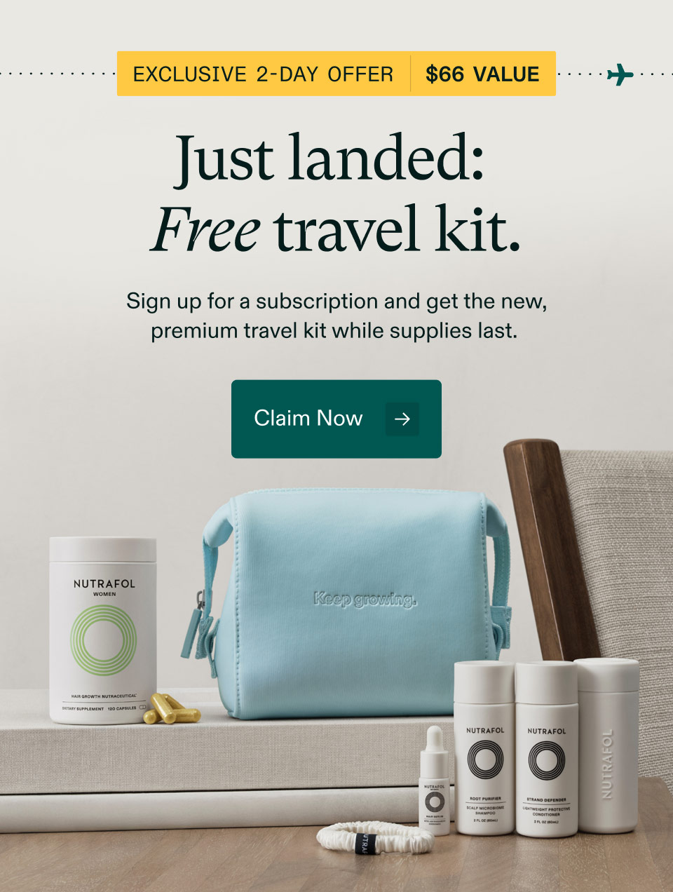 Exclusive 2-Day Offer - $66 Value | Just landed: Free travel kit.Sign up for a subscription and get the new, premium travel kit while supplies last. Claim Now.