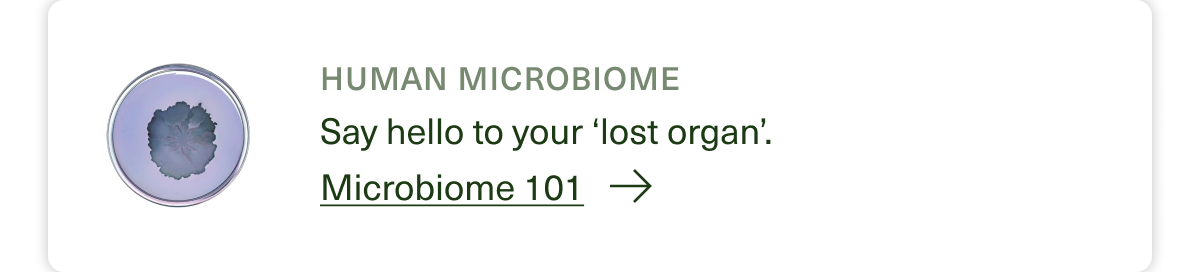 Human Microbiome Say hello to your 'lost organ.' Microbiome 101 →