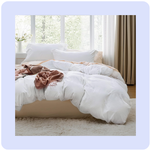 Bedsure White Duvet Cover Queen Size - 3 Pieces Prewashed Cotton-Like Extra Soft Bedding Set, Includes 1 Duvet Cover 90x90 Inches with Zipper Closure & 2 Pillow Shams, Comforter Not Included