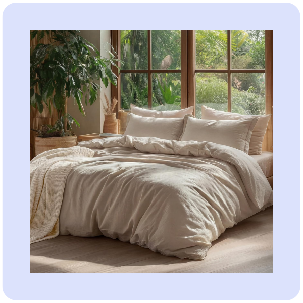 Bedsure 100% Washed Cotton Duvet Cover Queen Size - Frosted Almond Minimalist Cotton Duvet Cover Linen Like for All Seasons - GentleSoft™ Plain Simple...