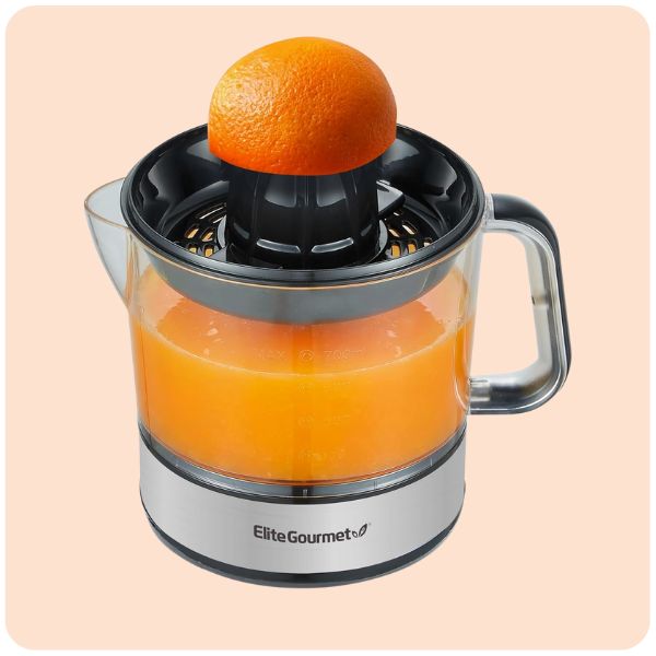 Elite Gourmet ETS623 BPA-Free 40-Watt Electric Citrus Juicer, Compact, Large Volume, Pulp Control, Oranges, Lemons, Limes, Grapefruits with Easy Pour Spout,...