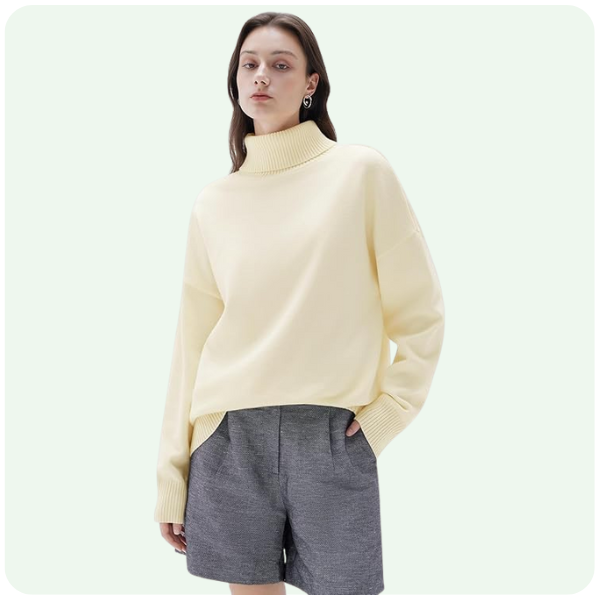 SUUKSESS Women Cashmere Oversized Chunky Turtleneck Pullover Sweater Long Sleeve Knit Jumper Tops
