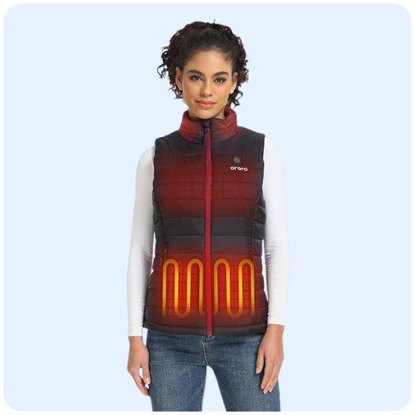 ORORO Women's Lightweight Heated Vest with USB-C Rechargeable Battery, Puffer Classic Heating Vest