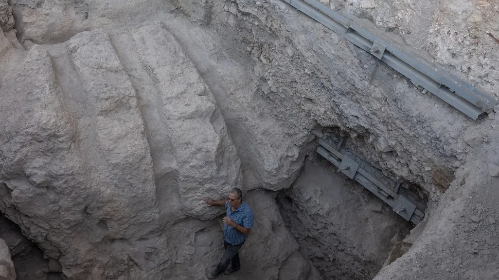 Part of the ancient moat was buried beneath a parking structure in Jerusalem