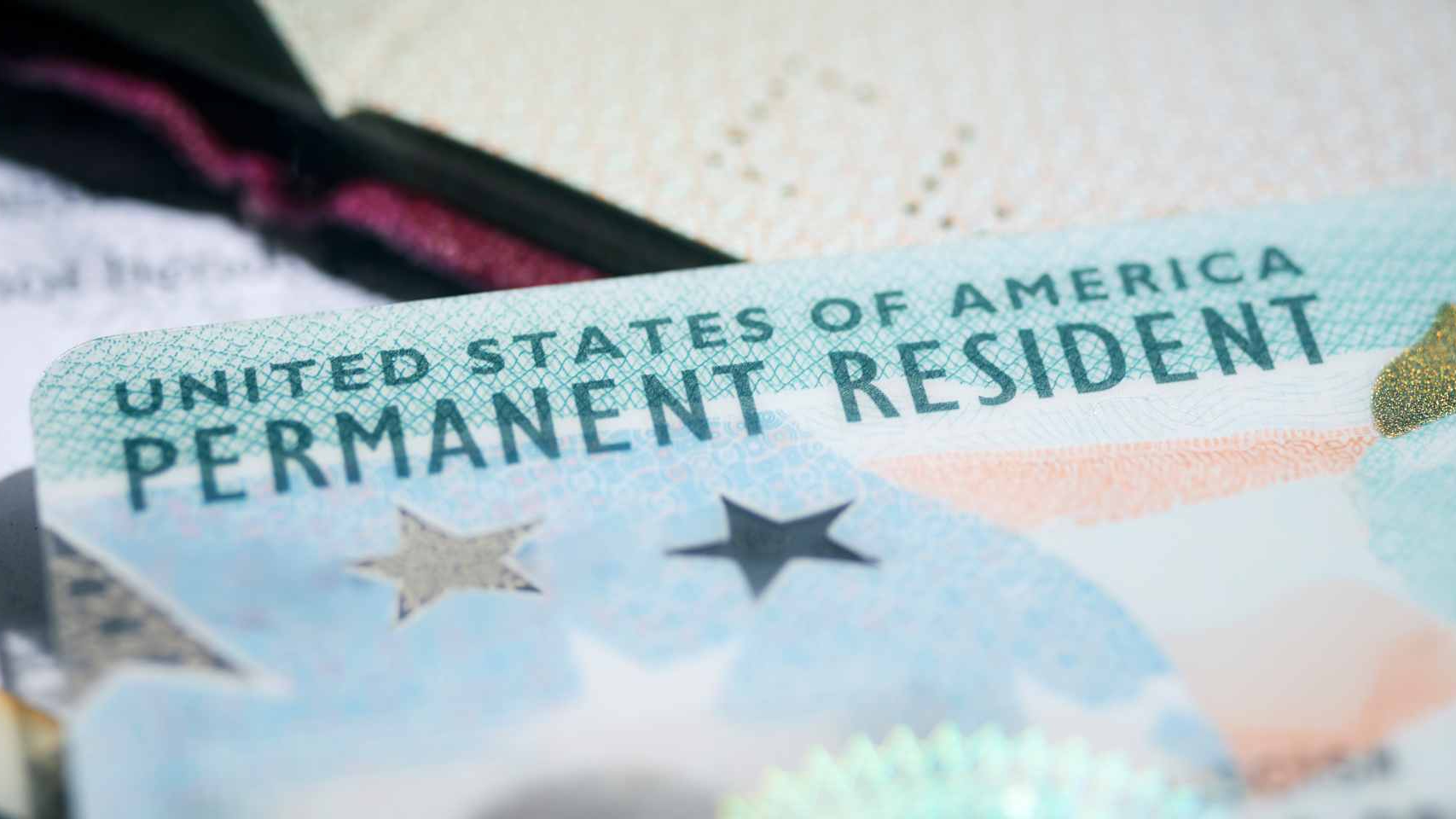 A portion of a United States permanent resident card