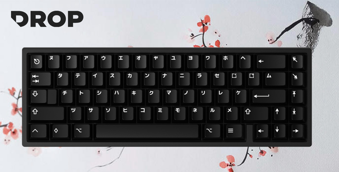 Drop GMK White-on-Black Katakana Custom Keycap Set