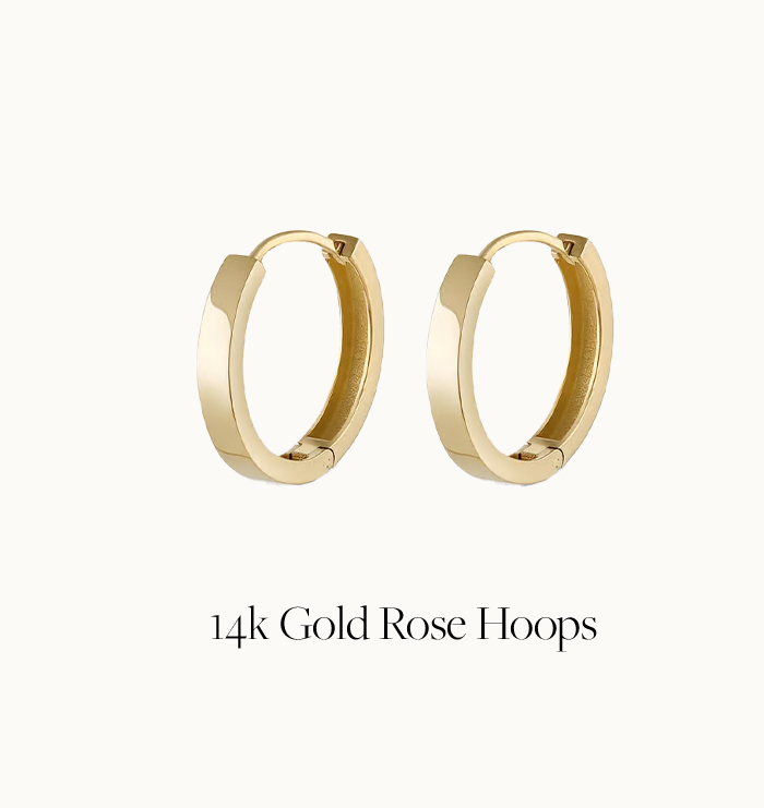 14k Gold Rose Hoops