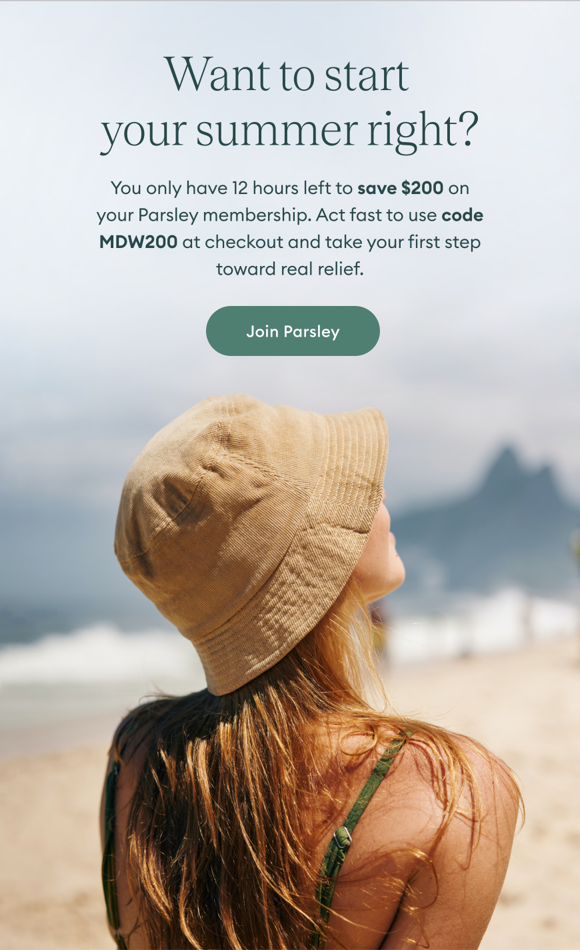 Only 12 hours left to save 200! ⌛ Parsley Health