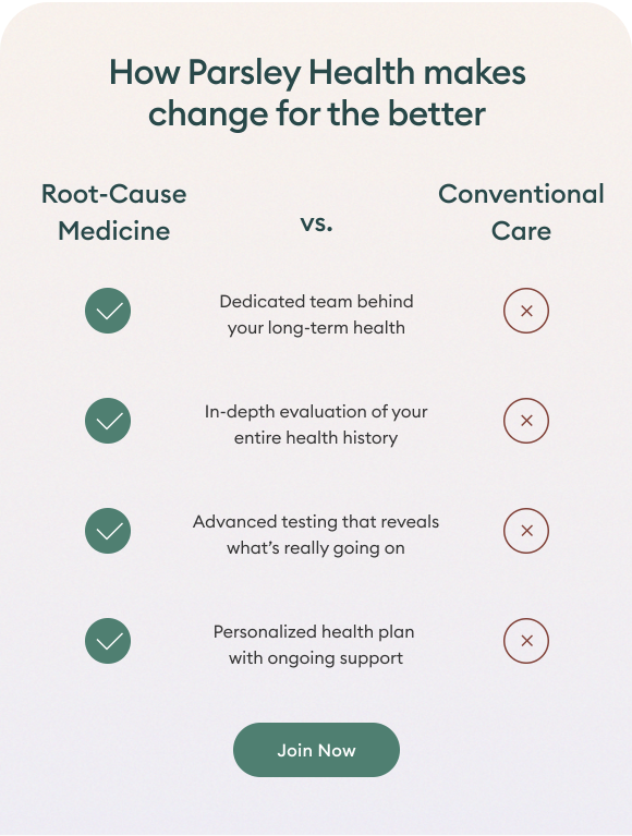Reverse your symptoms by finding the root cause. Parsley Health