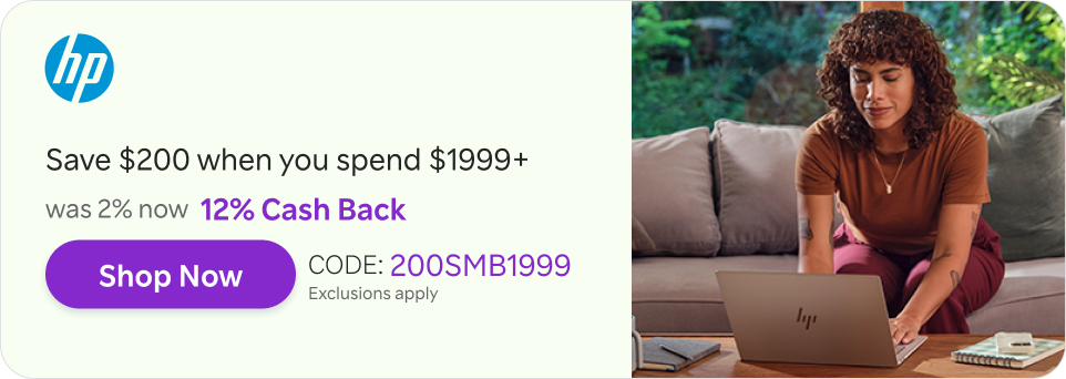HP - Save $200 when you spend $1999+ / Code: 200SMB1999 + 12% Cash Back