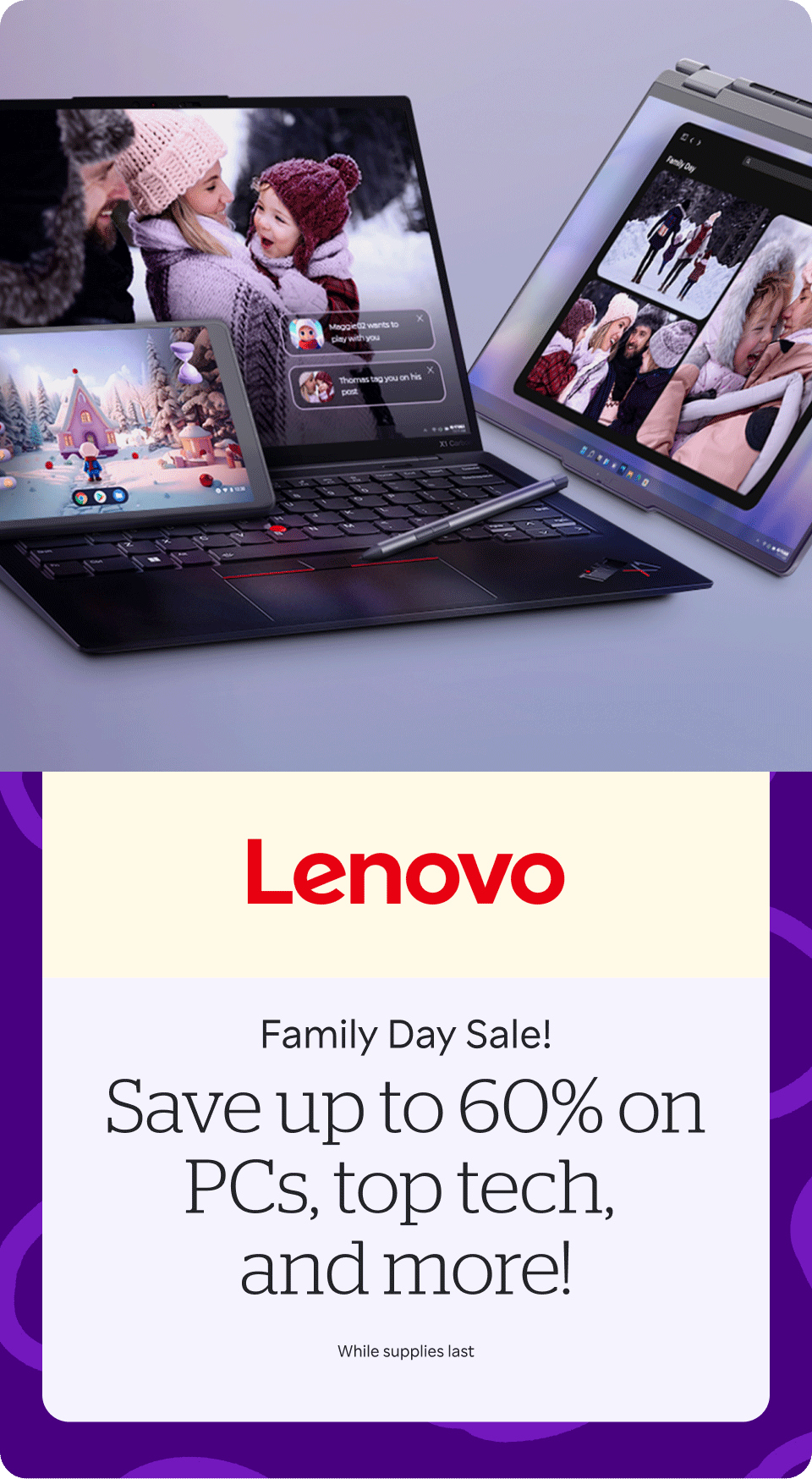 Lenovo - Save up to 60% on PCs, top tech, and more! + 3% Cash Back