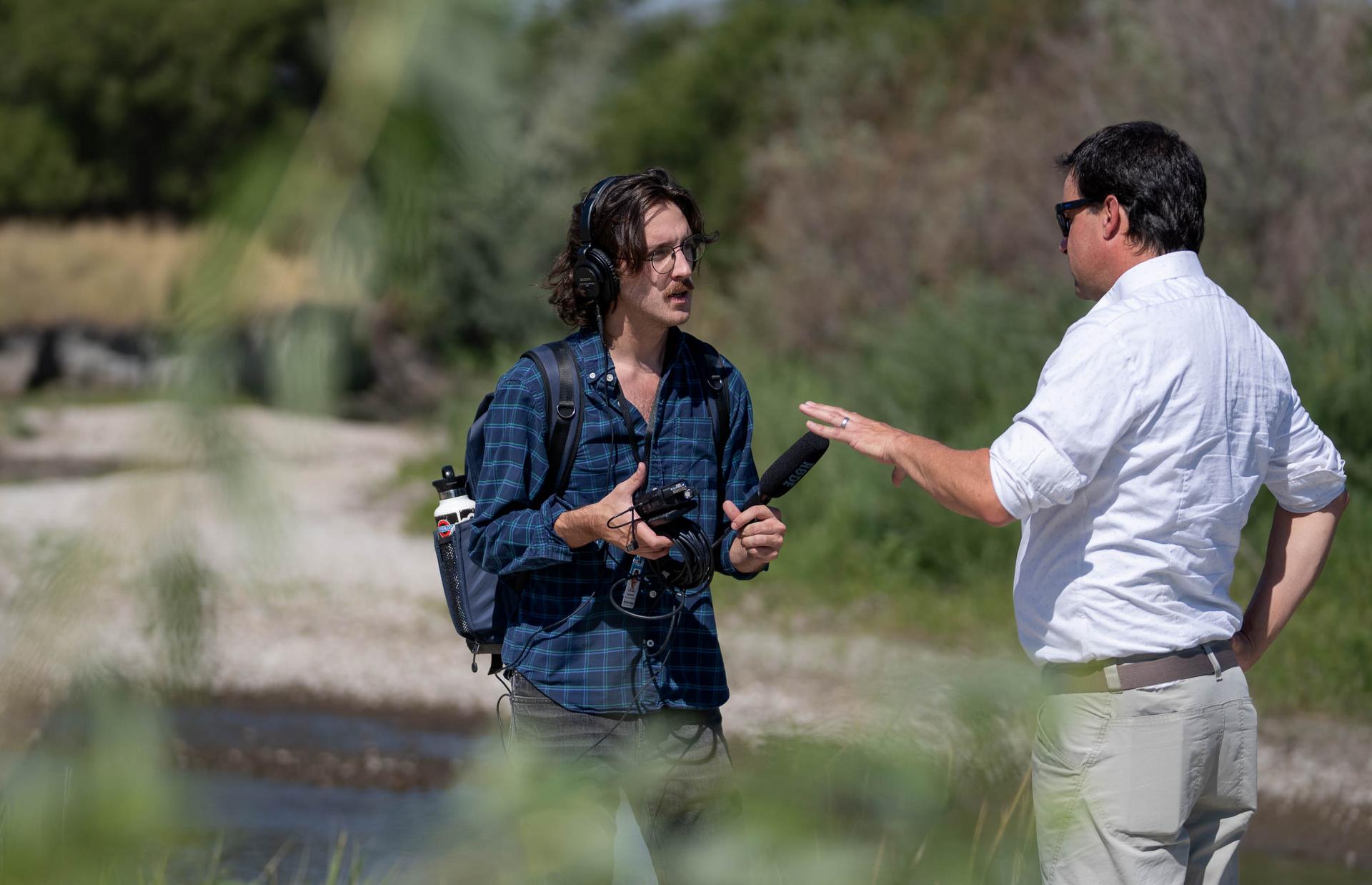 Reporter Jose Davila IV in the field