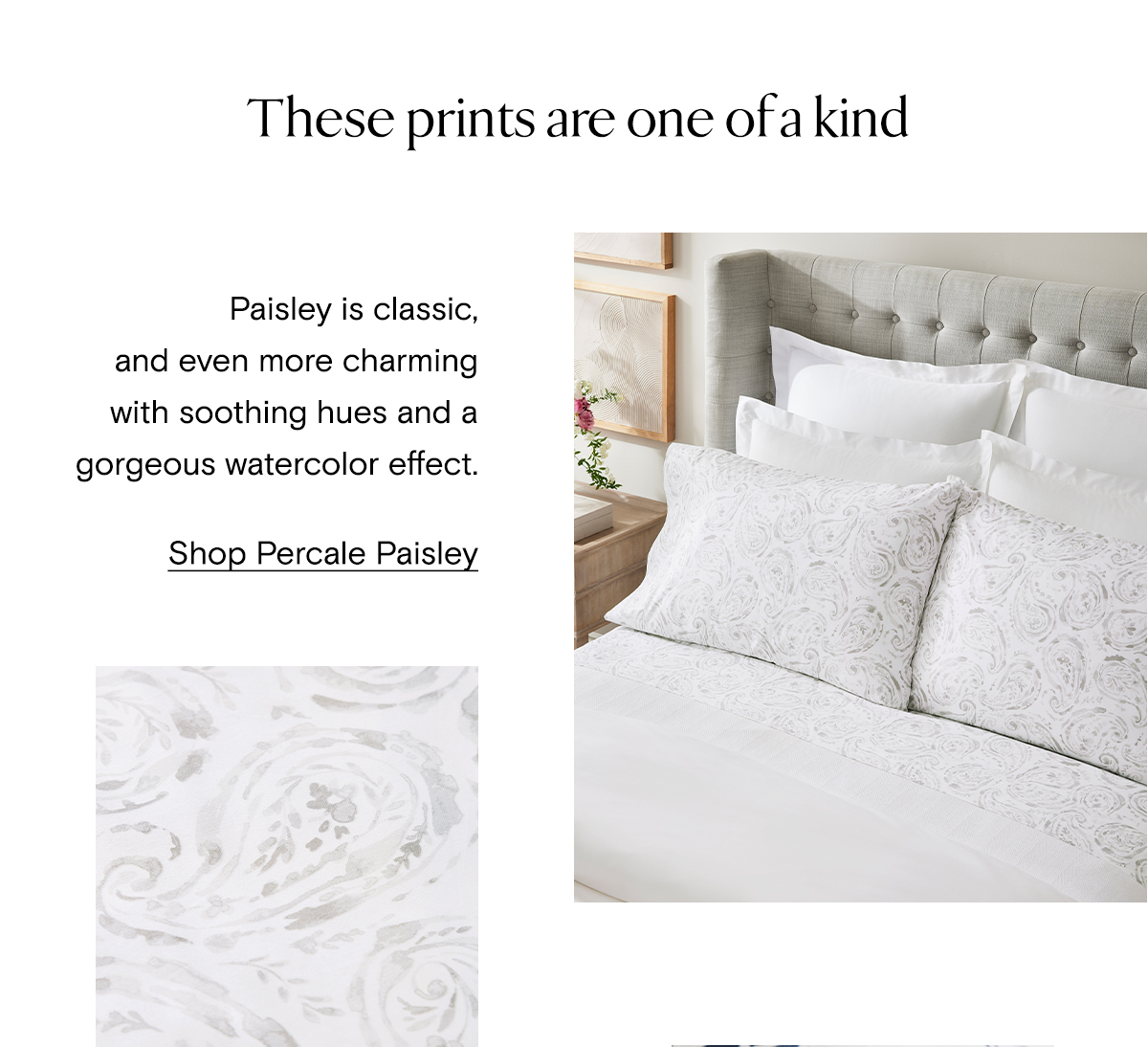 These prints are one of a kind | Shop Percale Paisley 
