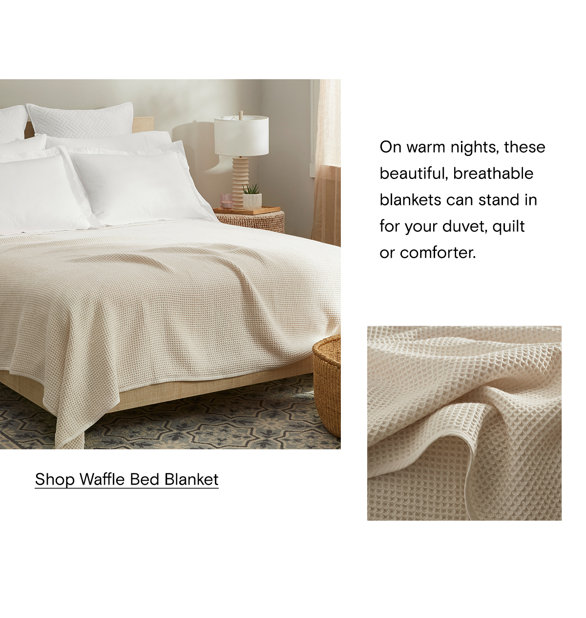 On warm nights, these beautiful, breathable blankets can stand in for your duvet, quilt, or comforter. | Shop Waffle Bed Blanket