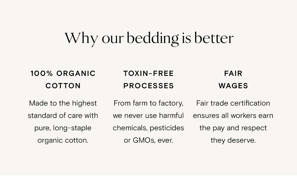 Why our bedding is better | 100% Organic Cotton | Toxin-Free Processes | Fair Wages