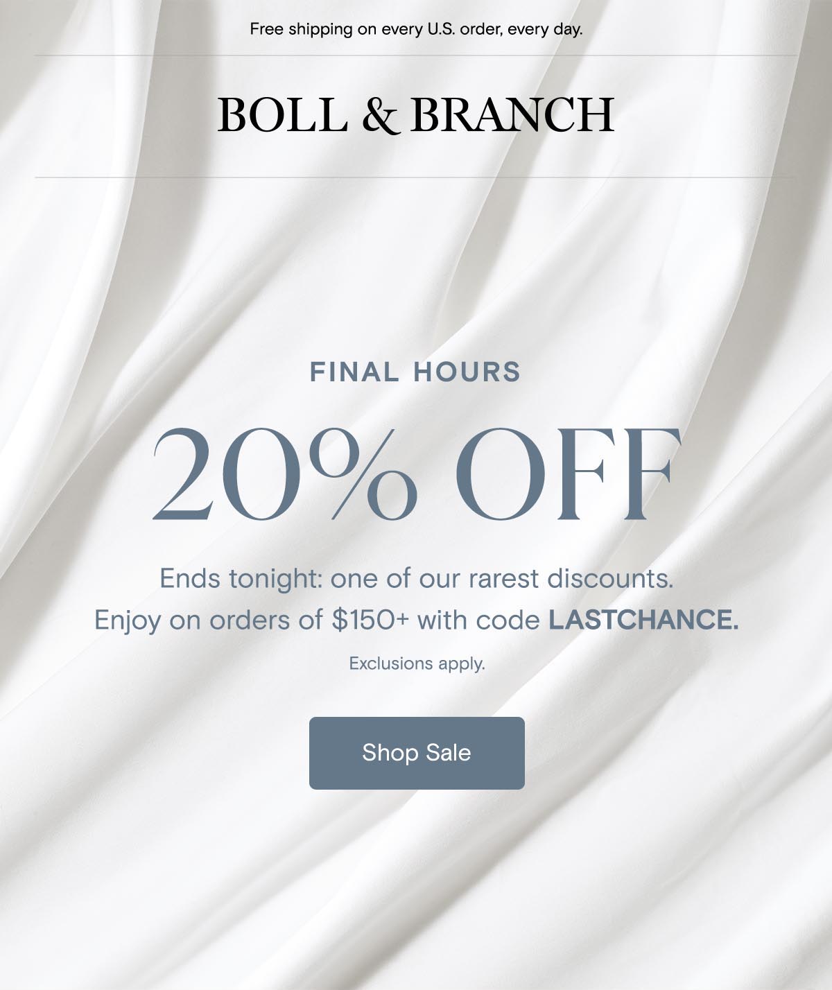SEMI - ANNUAL SALE | FINAL HOURS | 20% off orders of $150+ with code LASTCHANCE. Exclusions apply. Shop Sale